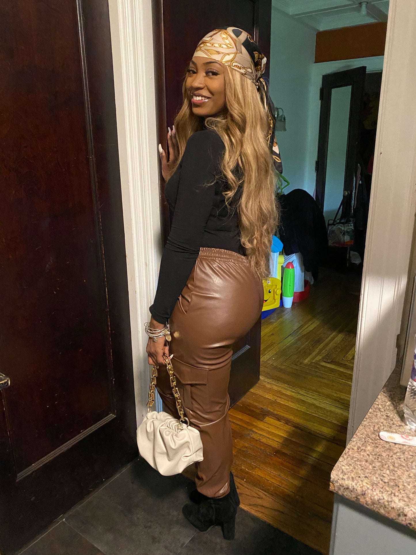 Faux Leather Joggers